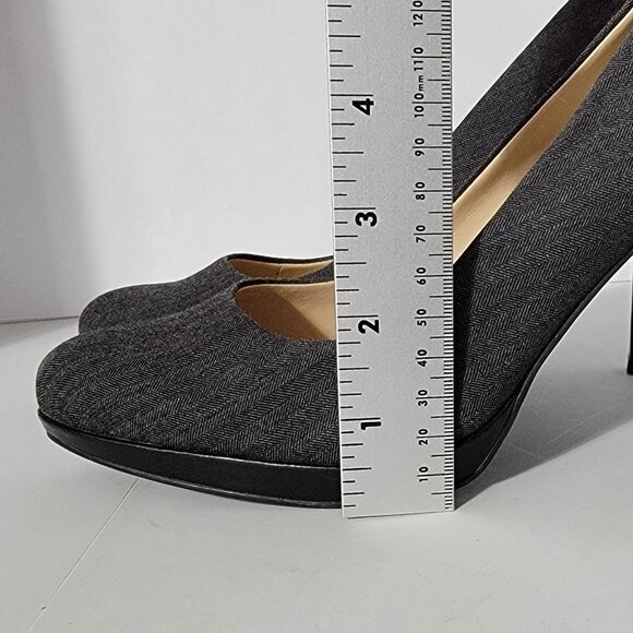 Nine West Womens Size 8 M Stiletto Pumps Dark Gray Hounds Tooth Fabric - Picture 8 of 10